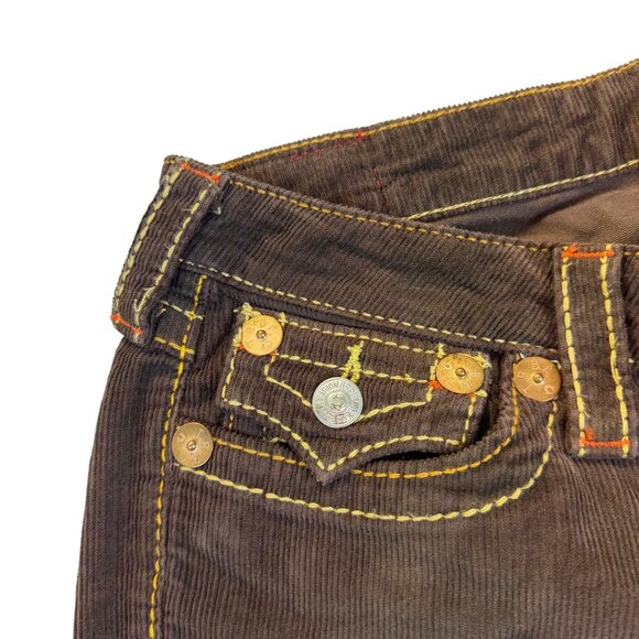 True Religion Women’s Brown Corduroy Jeans Slim Fit Stylish Stitching Size 27 - Picture 5 of 10